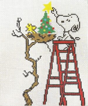 Officially Needlepoint - Snoopy Decorating the Tree