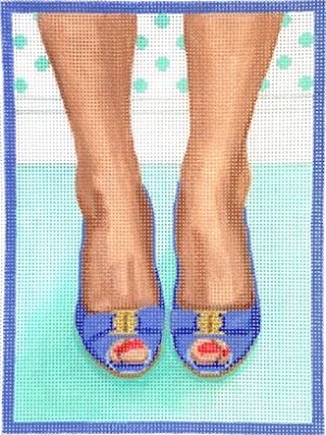 Kate Dickerson Needlepoint - Ferragamo Peep Toe Heels