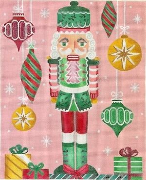 Kate Dickerson Needlepoint - Pink and Green Nutcracker