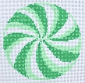 KCN Needlepoint - Green Peppermint Round