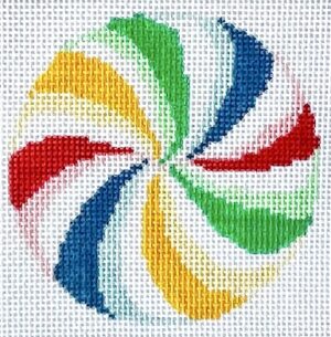 KCN Needlepoint - Rainbow Peppermint Round