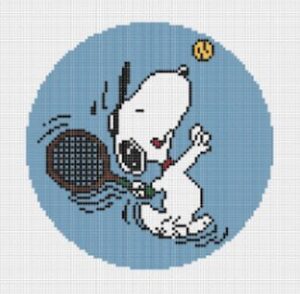 Officially Needlepoint - Snoopy Serving a Tennis Ball