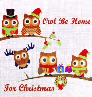 Love You More Needlepoint Designs -  Owl Be Home for Christmas