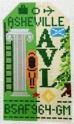 Hedgehog Needlepoint - Asheville Retro Travel Tag