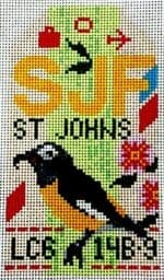 Hedgehog Needlepoint - St. Johns Retro Travel Tag