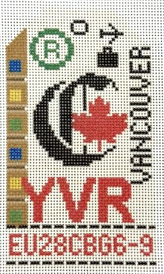 Hedgehog Needlepoint - Vancouver Retro Travel Tag