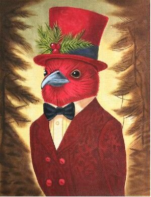 Love You More Needlepoint Designs -  Scarlet Tanager Christmas Cardinal