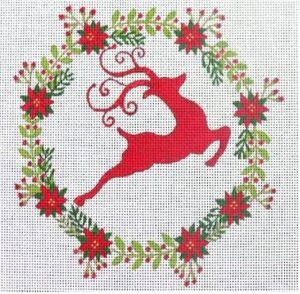 Love You More Needlepoint Designs - Leaping Deer in Wreath