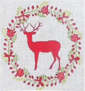 Love You More Needlepoint Designs - Standing Deer in Wreath
