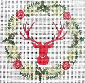 Love You More Needlepoint Designs - Trophy Deer in Wreath