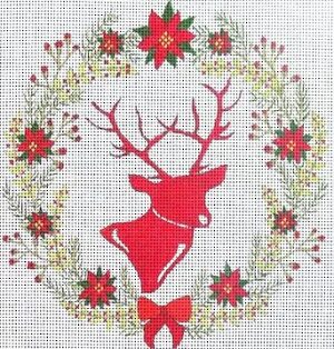Love You More Needlepoint Designs - Profile Deer in Wreath
