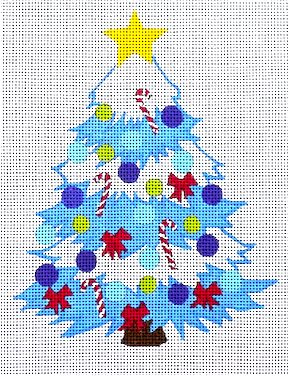 Love You More Needlepoint Designs - Funky Christmas Tree in Blue
