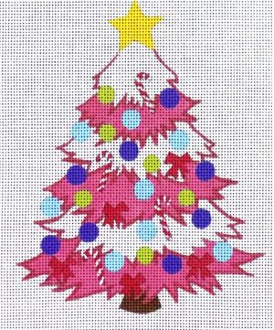 Love You More Needlepoint Designs - Funky Christmas Tree in Pink
