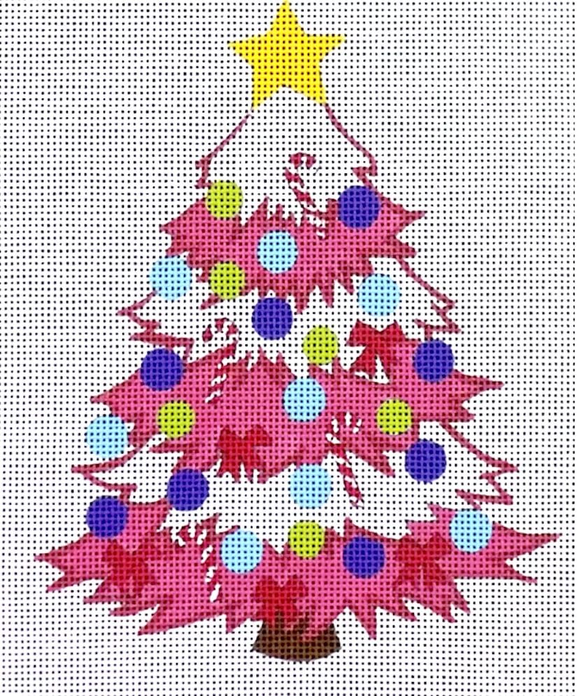 Love You More Needlepoint Designs - Funky Christmas Tree in Pink ...