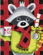 Love You More Needlepoint Designs -  Plaid Racoon