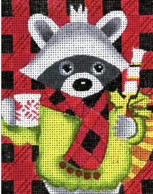 Love You More Needlepoint Designs -  Plaid Racoon