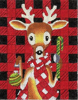 Love You More Needlepoint Designs -  Plaid Reindeer