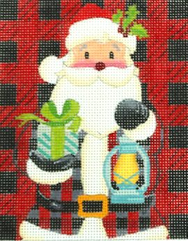 Love You More Needlepoint Designs - Plaid Santa