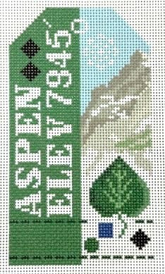 Hedgehog Needlepoint - Aspen Retro Travel Tag