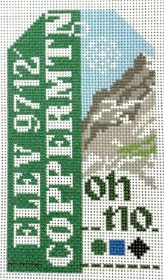 Hedgehog Needlepoint - Copper Mountain Retro Travel Tag