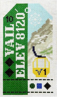 Hedgehog Needlepoint - Vail Retro Travel Tag