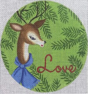 Love You More Needlepoint Designs - Love Reindeer Ornament