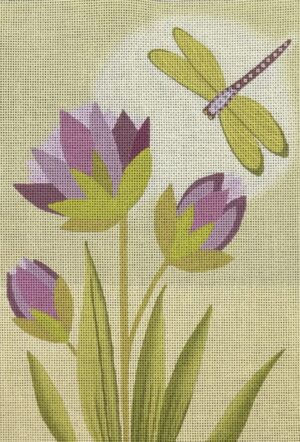 Love You More Needlepoint Designs - Dragonfly and Flowers