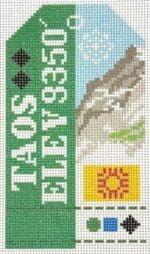 Hedgehog Needlepoint - Taos Ski Retro Travel Tag