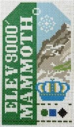 Hedgehog Needlepoint - Mammoth Ski Retro Travel Tag