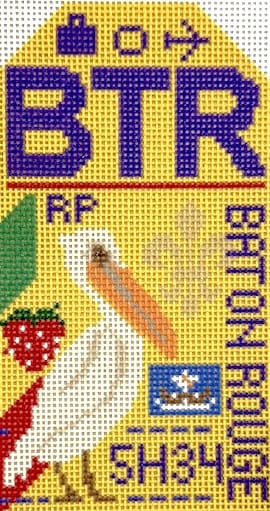Hedgehog Needlepoint - Baton Rouge Travel Tag