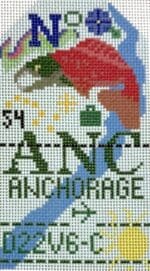 Hedgehog Needlepoint - Anchorage Retro Travel Tag