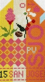 Hedgehog Needlepoint - San Jose Costa Rica Retro Travel Tag