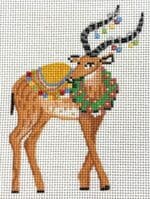 Kate Dickerson Needlepoint - Mini Party Animal Impala with Floral Wreath