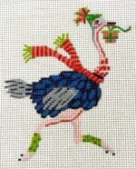 Kate Dickerson Needlepoint - Mini Party Animal Ostrich with Party Hat
