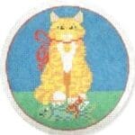 CBK Needlepoint Collections - Cat with Fish Present