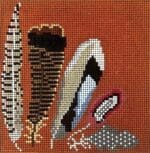 The Gingham Stitchery - Game Bird Feathers Coaster in Orange