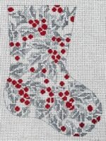 The Gingham Stitchery - Silver Holly Mini Stocking