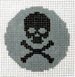 A Poore Girl Paints Needlepoint - Skull and Crossbones Bag Tag