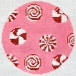 A Poore Girl Paints Needlepoint - Peppermints on Pink