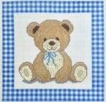 A Poore Girl Paints Needlepoint - Lovey Bear with Blue Gingham