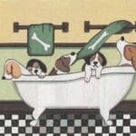 Cindi Lynch Needlepoint - Beagles Fill Tub