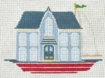 The Plum Stitchery - American Gothic House Boat in Blue  (In Stock)