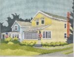 The Plum Stitchery - Yellow and Blue House  (In Stock)
