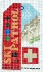 Hedgehog Needlepoint - Ski Patrol Ski Pass Retro Travel Tag
